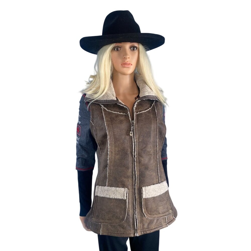 NWT Kuhl Women's LARGE Dani Sherpa Vest Brown MSRP$219 New - Picture 3 of 17